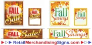 Fall Sale Signs, Tags, Posters, and Banners. Retail Promotional Sign Kits    
