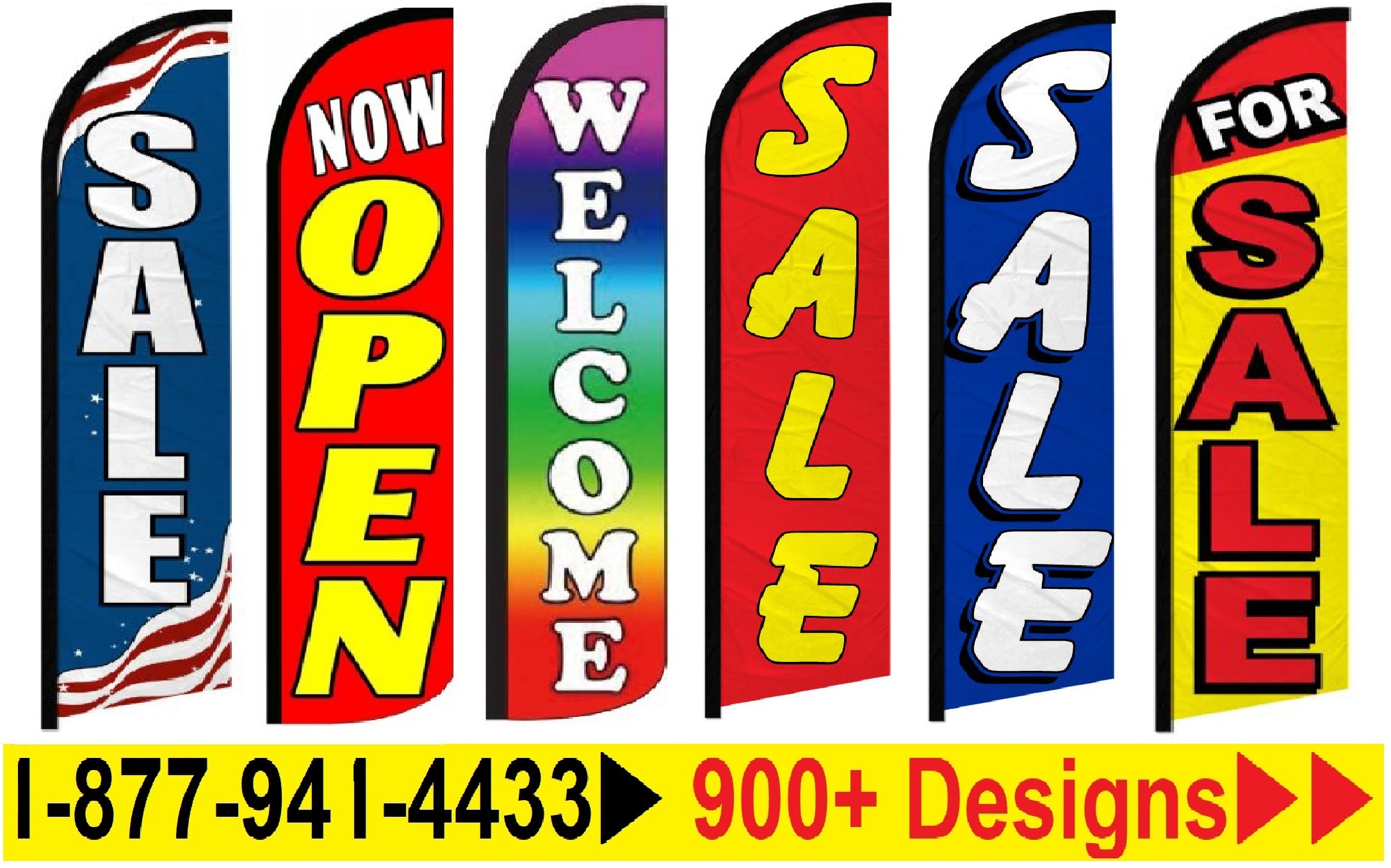 OPEN Patriotic Windless Full Curve Top Advertising Banner Flag 