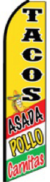 Tacos Swooper Feather Flags Banner Sign Asada Pollo Carnitas