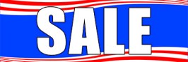 Retail Sale Banners 3' x 8' Sale red white and blue