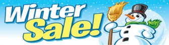 Retail Store Banner 4' x 20' Winter Sale (snowman)