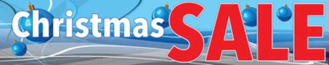 Holiday Sale Store Banner 4' x 20' Christmas Sale blue bulbs