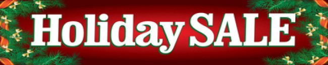 Christmas Store Banner 4' x 20' Holiday Sale (w/holly)