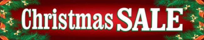 Holiday Store Banner 4' x 20' Christmas Sale (w/holly)