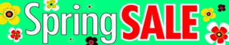 Seasonal Retail Sign Banner 4' x 20' Spring Sale (5 flowers)