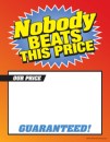 Large Price Card 8 1/2in x 11in Nobody Beats Price!