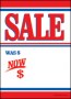 Large Price Card 8 1/2 inch x 11 inch Was $ Now $