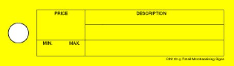 Channel Rail Tickets 4 3/8in x 1 1/4in Yellow Ticket w/hole