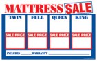 Furniture and Mattress Price Cards/Sign Cards Mattress Sale