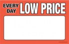 Fluorescent Price Cards Every Day Low Price 100 per pack