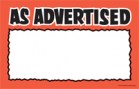 Fluorescent Price Cards As Advertised 100 per pack