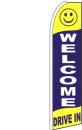 Feather Banner Flag 11.5' Welcome Drive In blue yellow