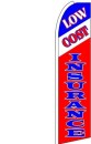 Feather Banner Flag 11.5' Low Cost Insurance red blue