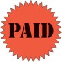 Fluorescent Burst Labels 1 5/8in Paid Red Orange