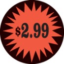 Fluorescent Labels $2.99 1 1/2in Red Orange 500 per roll