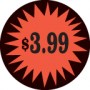Fluorescent Labels $3.99 1 1/2in Red Orange 500 per roll