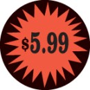 Fluorescent Labels $5.99 1 1/2in Red Orange 500 per roll