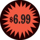 Fluorescent Labels $6.99 1 1/2in Red Orange 500 per roll