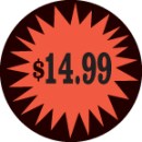 Fluorescent Labels $14.99 1 1/2in Red Orange 500 per roll