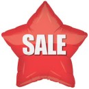 Sale Balloons red star shaped Mylar 18in 5 pack