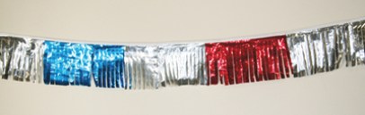 60 foot String Pennant Metallic (red/silver/blue)