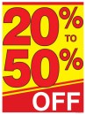 Retail Sale Signs Posters 20% to 50% Off