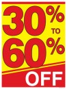 Retail Sale Signs Posters 30% to 60% Off