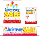 Retail Promotional Sign Mini Small and Large Kits 4 piece Anniversary Sale balloons