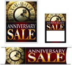 Retail Promotional Sign Mini Small and Large Kits 4 piece Anniversary Sale clock