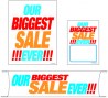 Retail Promotional Sign Mini Small and Large Kits 4 piece Our Biggest Sale Ever