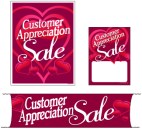 Retail Promotional Sign Mini Small and Large Kits 4 piece Customer Appreciation Sale