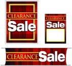 Retail Promotional Sign Mini Small and Large Kits 4 piece Clearance Sale plaid
