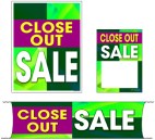 Retail Promotional Sign Mini Small and Large Kits 4 piece Close Out Sale