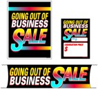 Retail Promotional Sign Mini Small and Large Kits 4 piece Going Out of Business Sale