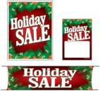 Retail Promotional Sign Mini Small and Large Kits 4 piece Holiday Sale with holly