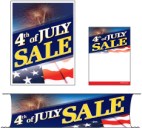 Retail Promotional Sign Mini Small and Large Kits 4 piece 4th of July Sale