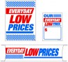 Retail Promotional Sign Mini Small and Large Kits 4 piece Our Everyday Low Prices