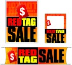 Retail Promotional Sign Mini Small and Large Kits 4 piece Red Tag Sale