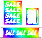 Retail Promotional Sign Mini Small and Large Kits 4 piece Sale rainbow