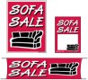 Retail Promotional Sign Mini Small and Large Kits 4 piece Sofa Sale red black
