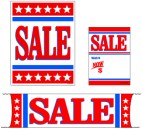 Retail Promotional Sign Mini Small and Large Kits 4 piece Sale stars