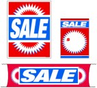 Retail Promotional Sign Mini Small and Large Kits 4 piece Sale burst