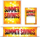 Retail Promotional Sign Mini Small and Large Kits 4 piece Summer Savings