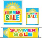 Retail Promotional Sign Mini Small and Large Kits 4 piece Summer Sale Multi color