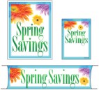Retail Promotional Sign Mini Small and Large Kits 4 piece Spring Savings flowers