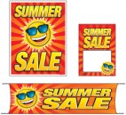 Retail Promotional Sign Mini Small and Large Kits 4 piece Summer Sale sun