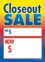Slotted Sale Tags 5in x 7in Closeout Sale multicolor