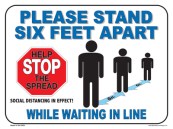 CDC Guideline Window Stickers | 9" x 12" | Please Stand Six Feet Apart | Covid-19 Coronavirus