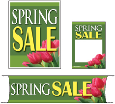 Retail Promotional Sign Mini Small and Large Kits 4 piece Spring Sale tulips
